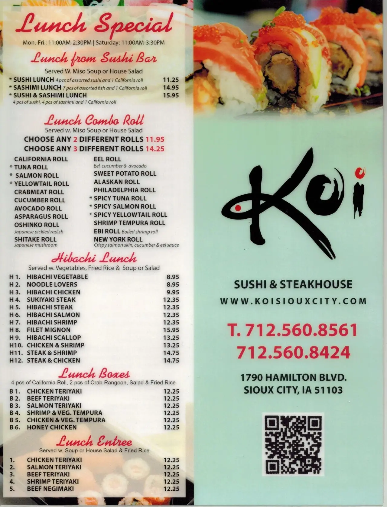 Kois menu discount