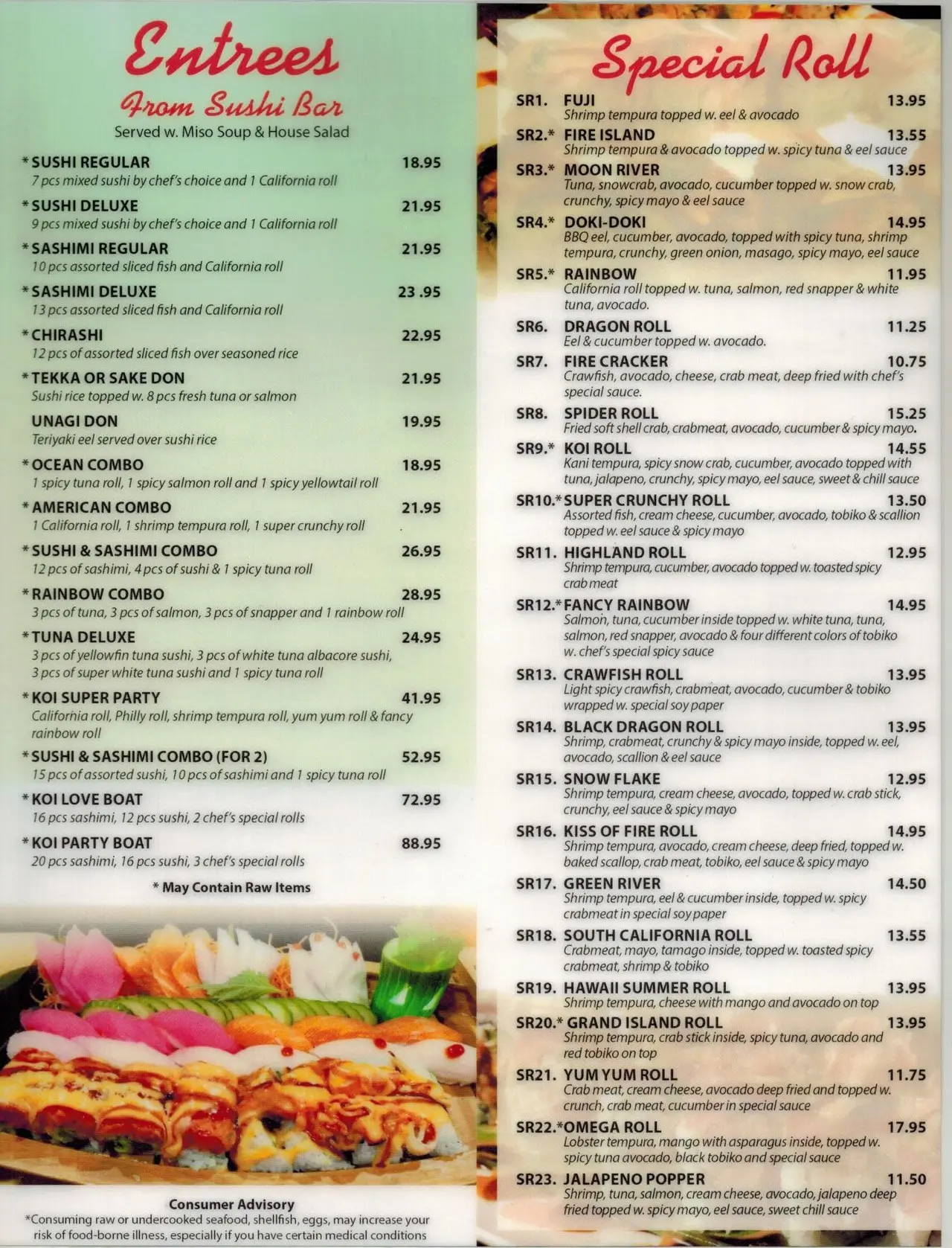 Kois menu on sale